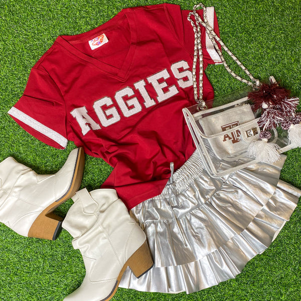 Aggies Sparkle Baseball Jersey XS / White