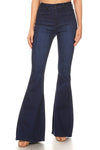 stretchy high-waisted flares in dark denim (NO PATCHES)