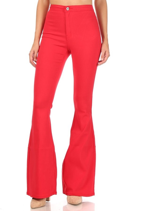 stretchy high-waisted flares in red (NO PATCHES)