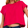 cropped cotton tee in red