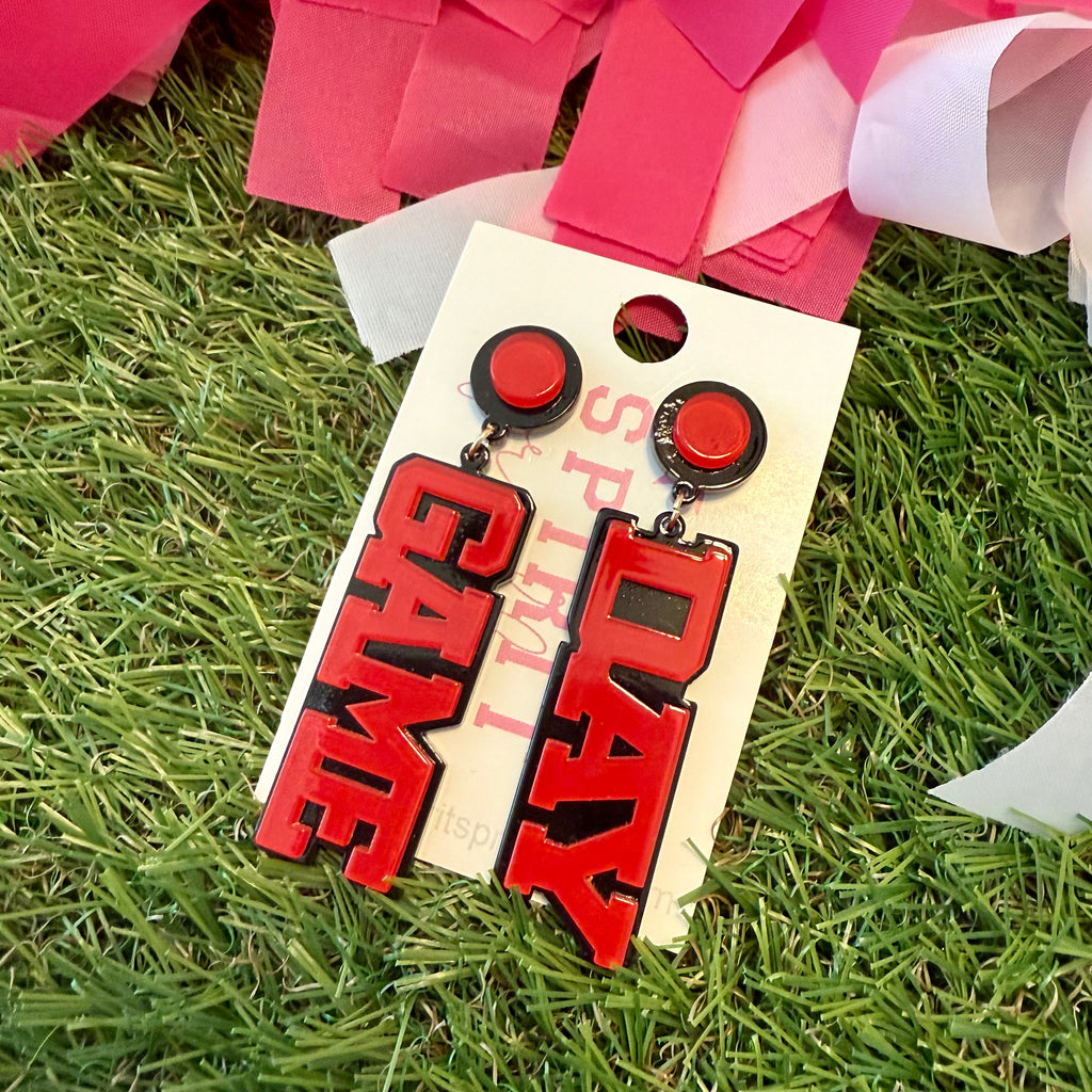 game day earrings in red + black