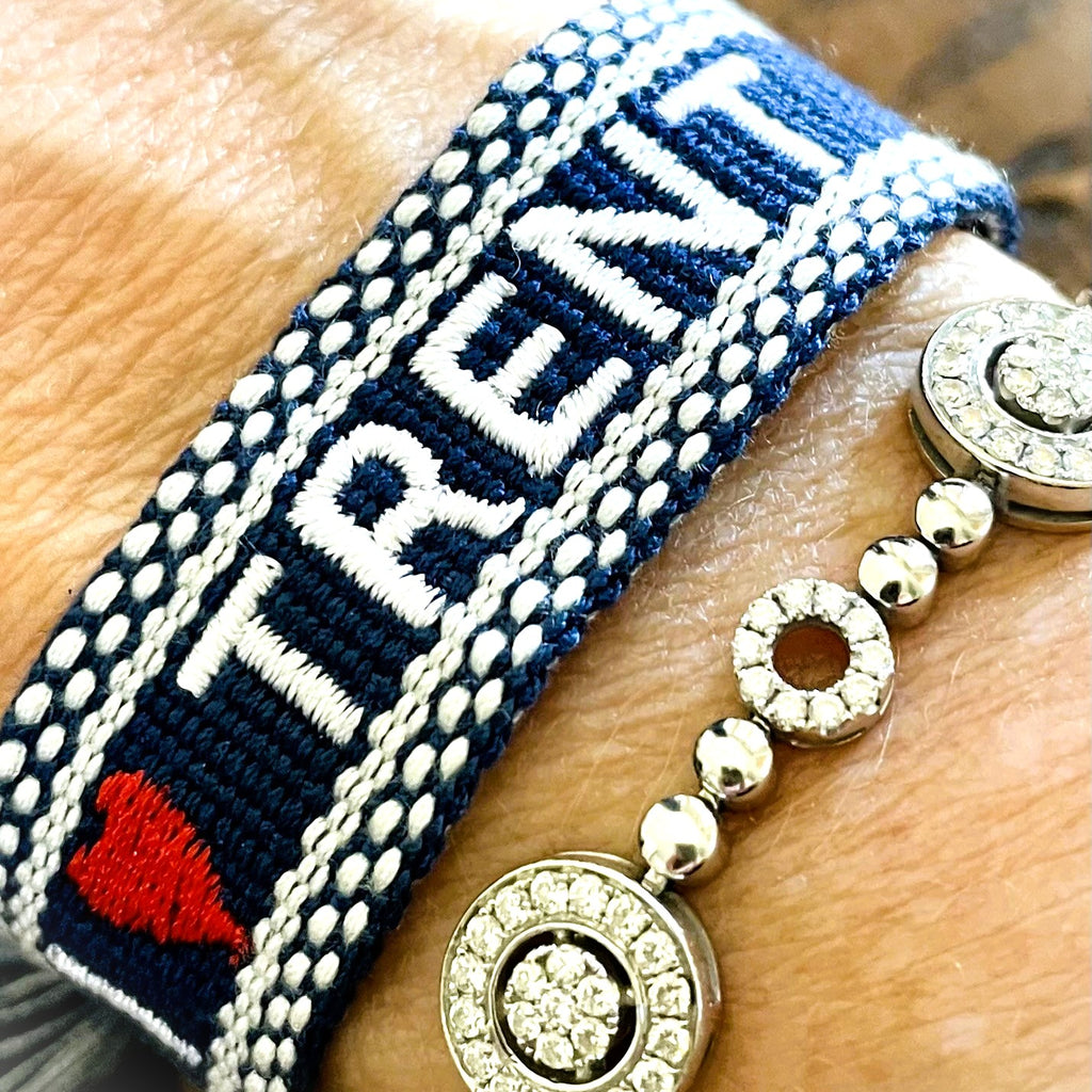 embroidered I LOVE TRENT tassel bracelet